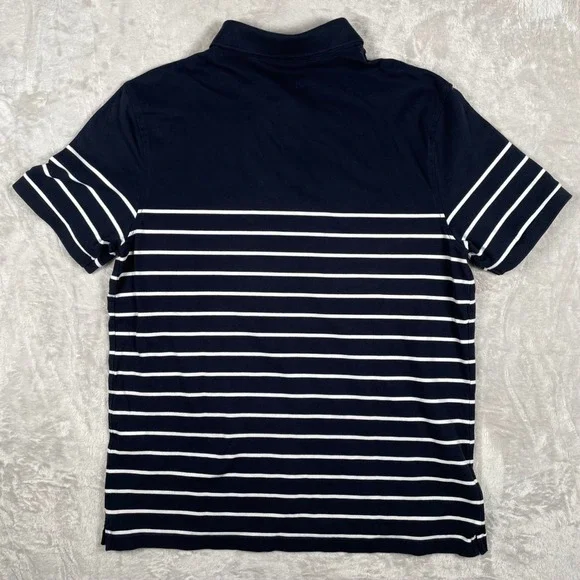 Charles Tyrwhitt Polo Shirt Mens Large Striped Casual Short Sleeve Navy - Picture 3 of 5